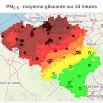 Belgie fijnstof pm25 kaart