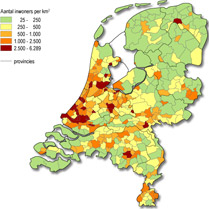 bevolkingsdichtheid Nederland kaart