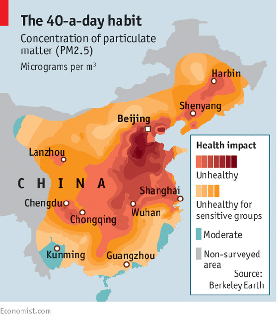 China fijnstof pm25 kaart