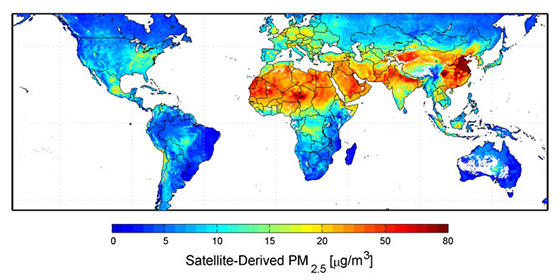 fijnstof pm25 wereldkaart