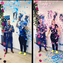 gender reveal tweeling confetti daisy