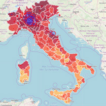 Italie corona kaart