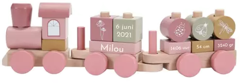 Gepersonaliseerd houten kraamcadeau treintje