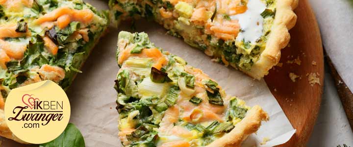 Hartige verjaardagstaart - Quiche met zalm en prei