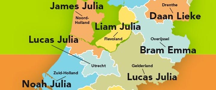 Top tien voornamen per provincie - Populairste voornamen per provincie